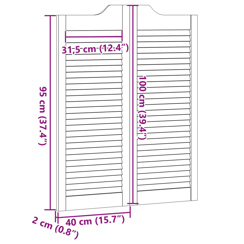 Drzwi wahadłowe Biały 100 x 40 cm Lite drewno sosnowe