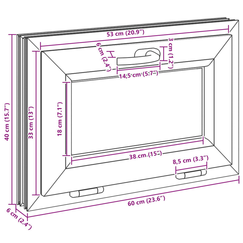 Okno piwniczne RISOR 60 x 40 cm PVC i szkło Biały