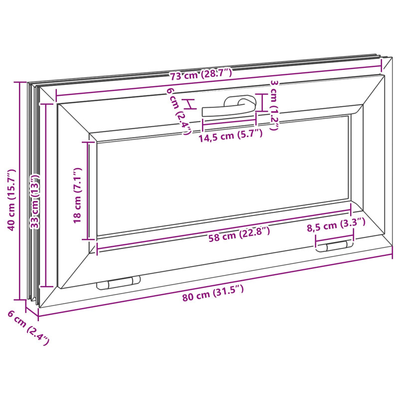 Okno piwniczne RISOR 80 x 40 cm PVC i szkło Biały