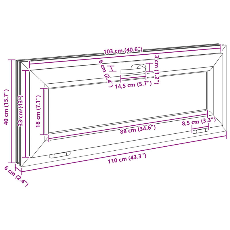 Okno piwniczne RISOR 110 x 40 cm PVC i szkło Biały