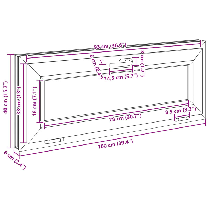 Okno piwniczne RISOR 100 x 40 cm PVC i szkło Biały