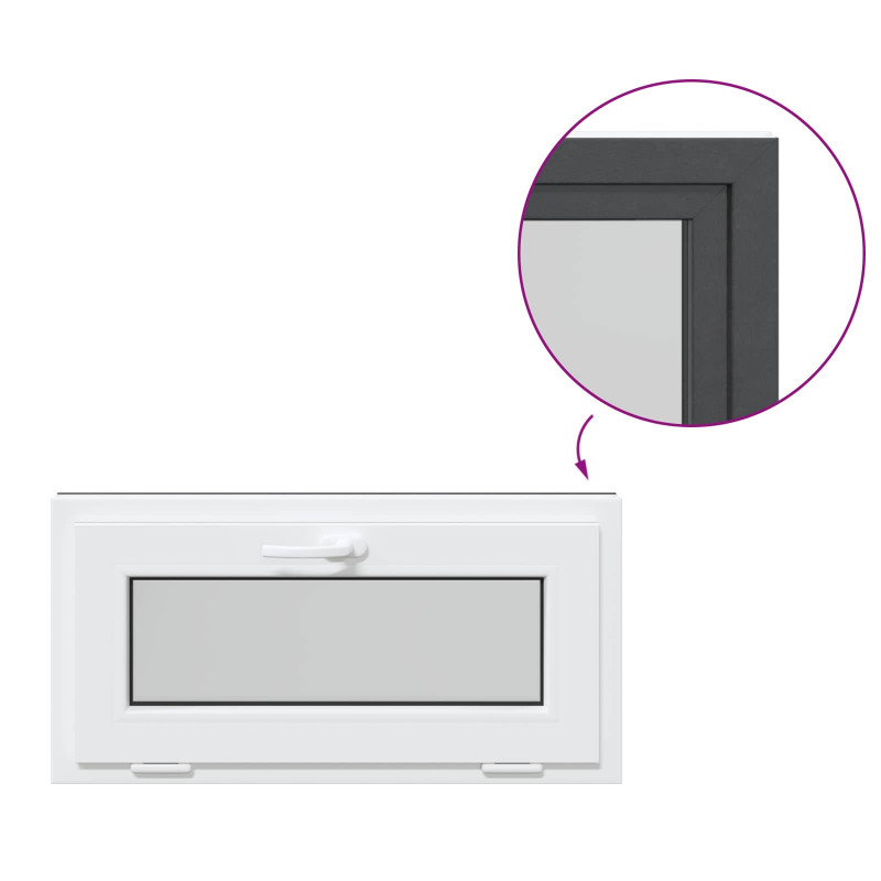 Okno piwniczne RISOR 80 x 40 cm PVC i szkło antracytowy