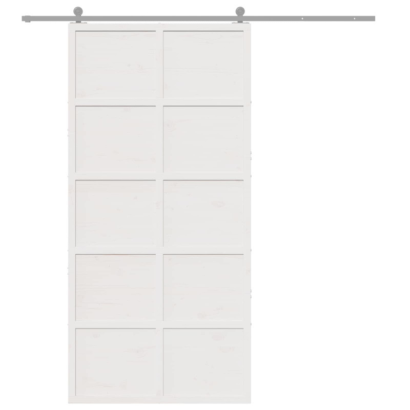 Drzwi do stodoły Biały 100 x 208 cm Lite drewno sosnowe