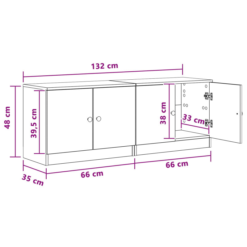 Szafka pod łóżko z drzwiami 2 pcs Czarny Dąb 66 x 35 x 48 cm