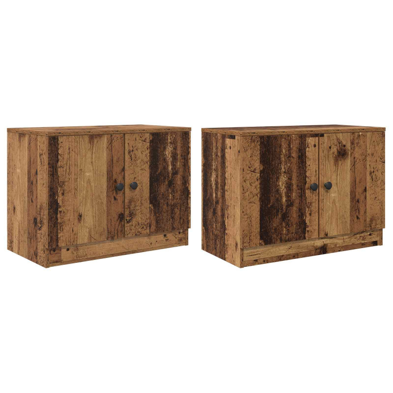 Szafka pod łóżko z drzwiami 2 pcs Stare drewno 66 x 35 x 48 cm