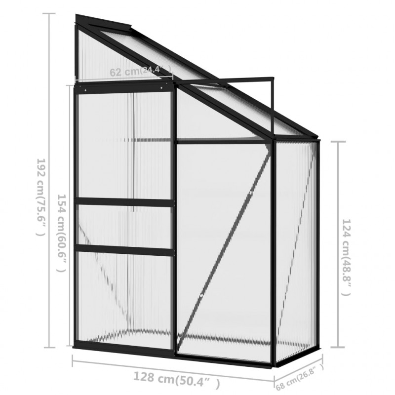 Szklarnia, antracytowa, aluminium, 1,38 m³