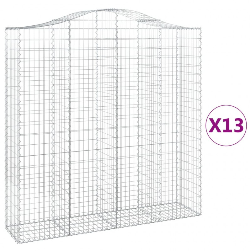 Kosze gabionowe, 13 szt, 200x50x200/220cm, galwanizowane żelazo