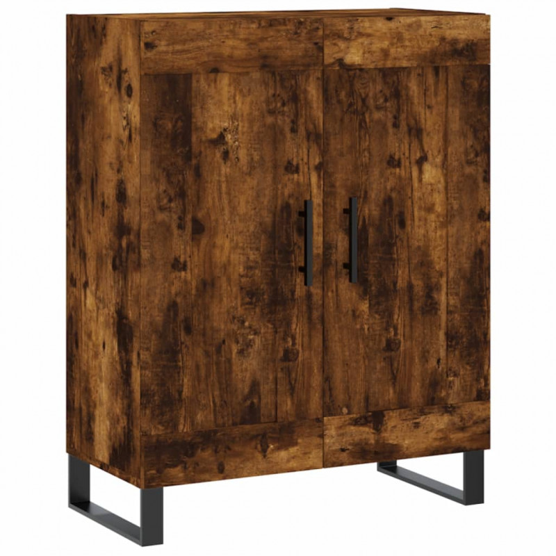 Witrynka przydymiony dąb 69,5x34x180 cm materiał drewnopochodny