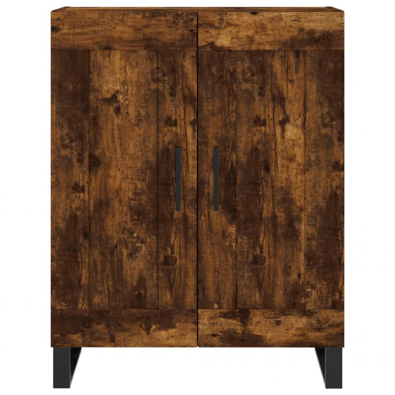 Witrynka przydymiony dąb 69,5x34x180 cm materiał drewnopochodny