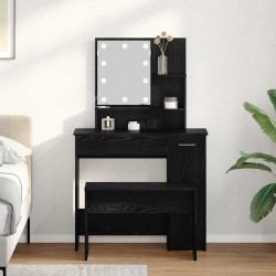 Zestaw lustra LED 2 pcs Czarny Dąb Materiał drewnopochodny