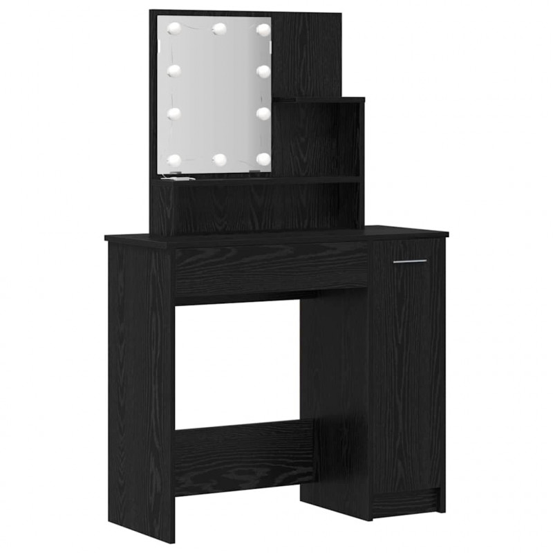 Zestaw lustra LED 2 pcs Czarny Dąb Materiał drewnopochodny