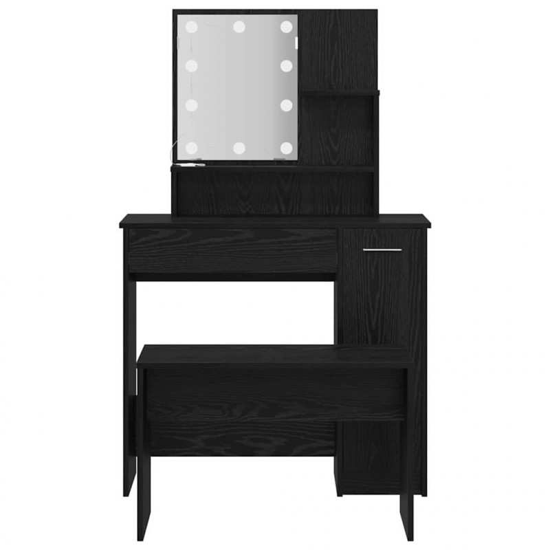 Zestaw lustra LED 2 pcs Czarny Dąb Materiał drewnopochodny