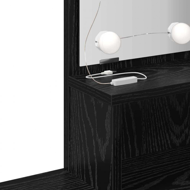 Zestaw lustra LED 2 pcs Czarny Dąb Materiał drewnopochodny