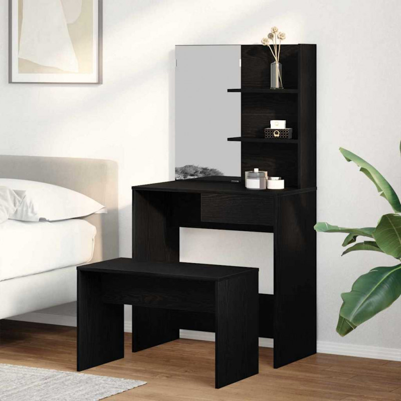 Zestaw toaletki 2 pcs Czarny Dąb Materiał drewnopochodny