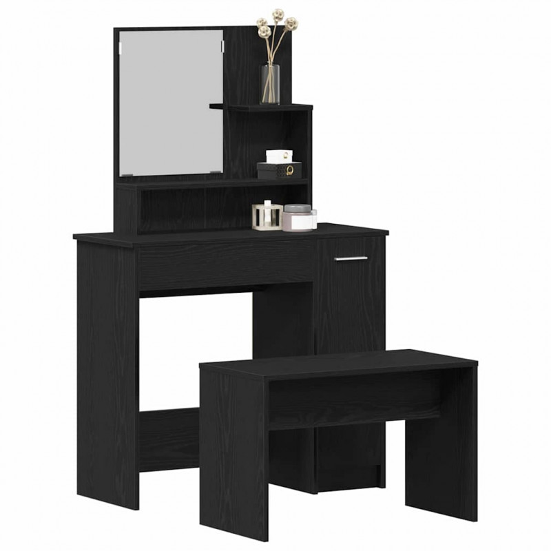 Zestaw toaletki 2 pcs Czarny Dąb Materiał drewnopochodny