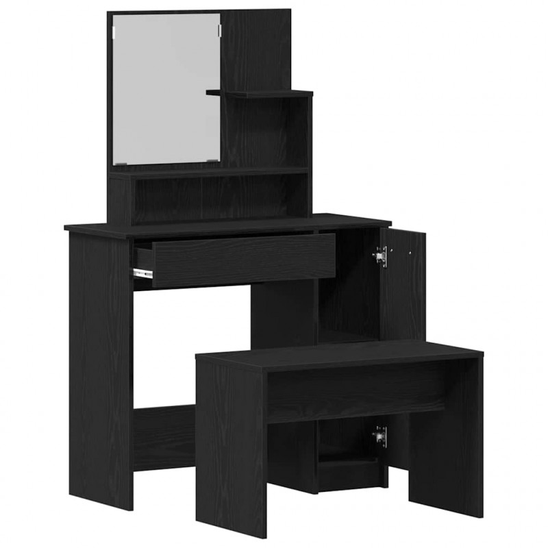 Zestaw toaletki 2 pcs Czarny Dąb Materiał drewnopochodny