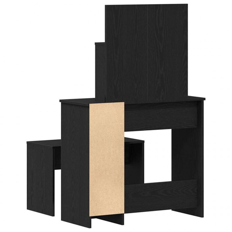 Zestaw toaletki 2 pcs Czarny Dąb Materiał drewnopochodny