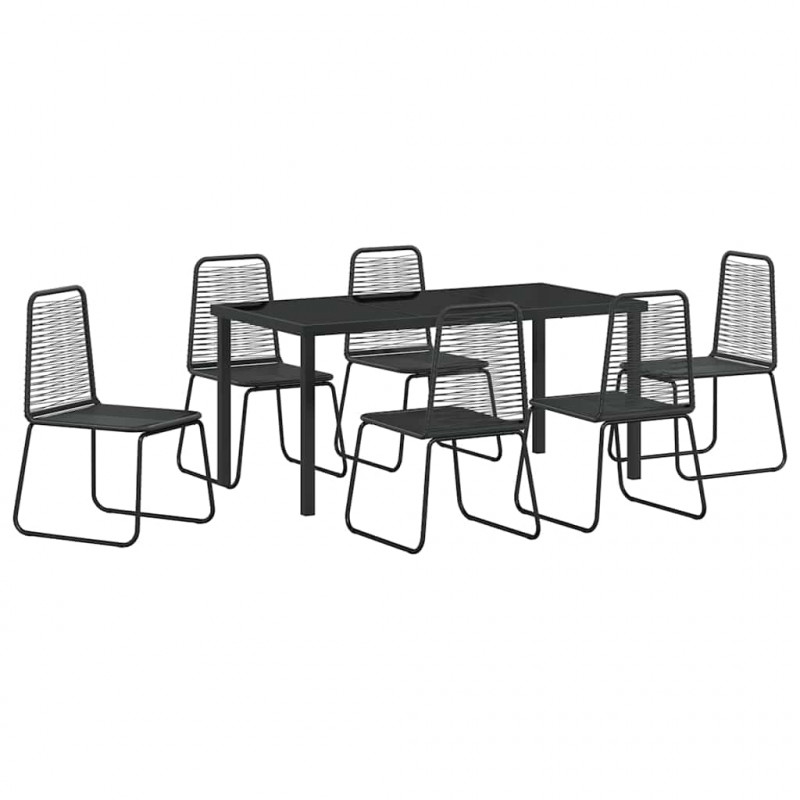 Zestaw do jadalni w ogrodzie 7 pcs Czarny