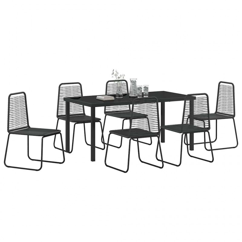 Zestaw do jadalni w ogrodzie 7 pcs Czarny