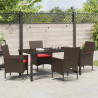 Zestaw stół i krzesła z poduszką 5 pcs Brązowy Rattan PE