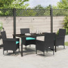 Zestaw stół i krzesła z poduszką 5 pcs Czarny Rattan PE