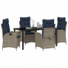 Zestaw do jadalni w ogrodzie 5 pcs Szary i czarny rattan
