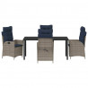 Zestaw do jadalni w ogrodzie 5 pcs Szary i czarny rattan