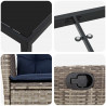 Zestaw do jadalni w ogrodzie 5 pcs Szary i czarny rattan