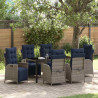 Zestaw do jadalni w ogrodzie 7 pcs Szary i czarny rattan