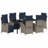 Zestaw do jadalni w ogrodzie 7 pcs Szary i czarny rattan