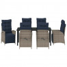 Zestaw do jadalni w ogrodzie 7 pcs Szary i czarny rattan