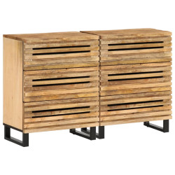 Szafki, 2 szt., 60x34x75 cm, surowe drewno mango