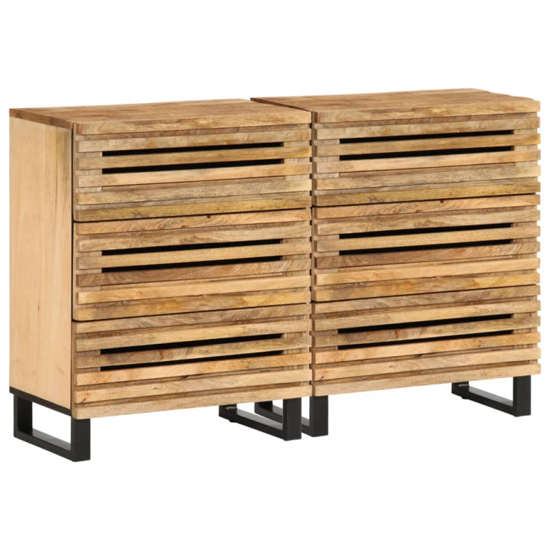 Szafki, 2 szt., 60x34x75 cm, surowe drewno mango