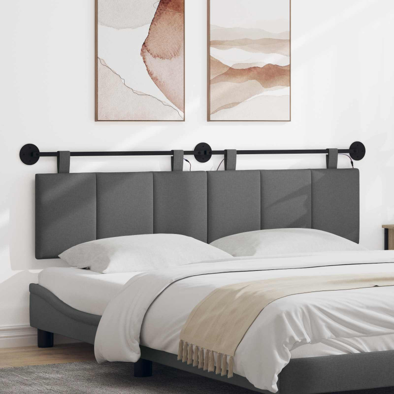 Wezgłowie wiszące Z lampą LED ciemnoszary tkanina