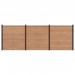 Panel ogrodzeniowy 3 pcs WPC i aluminium brązowy