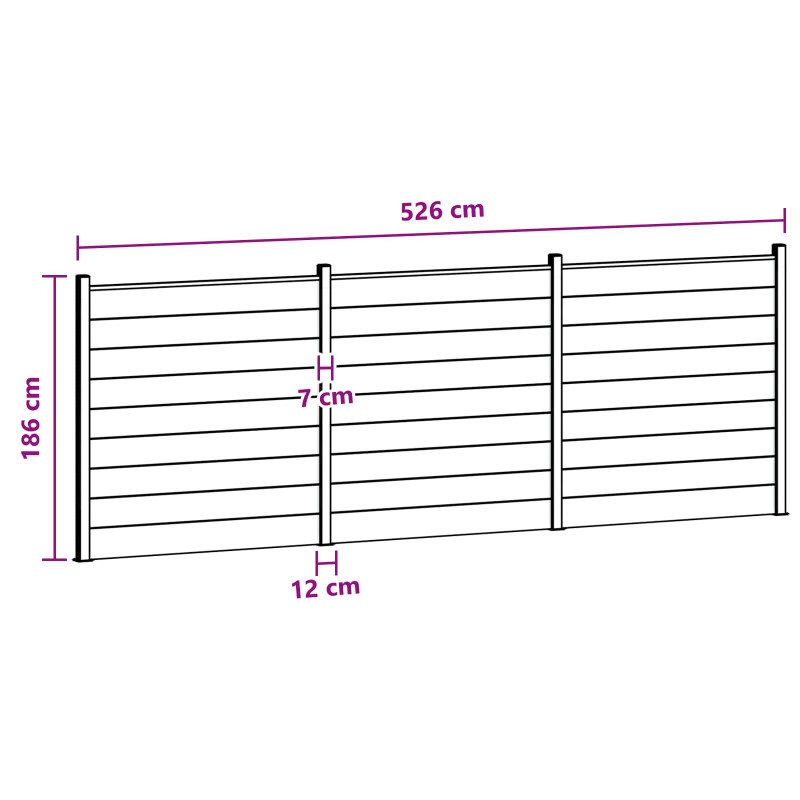 Panel ogrodzeniowy 3 pcs WPC i aluminium brązowy