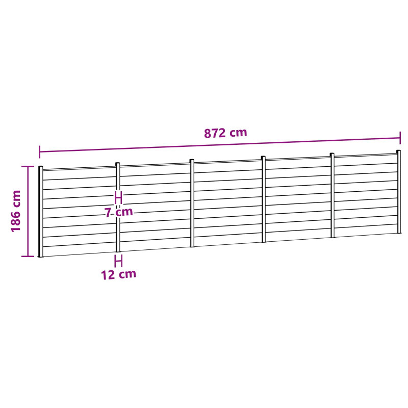 Panel ogrodzeniowy 5 pcs WPC i aluminium brązowy