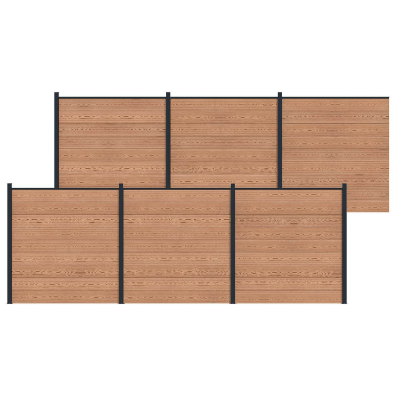 Panel ogrodzeniowy 6 pcs WPC i aluminium brązowy