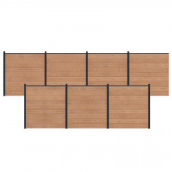 Panel ogrodzeniowy 7 pcs WPC i aluminium brązowy