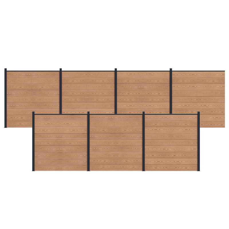 Panel ogrodzeniowy 7 pcs WPC i aluminium brązowy