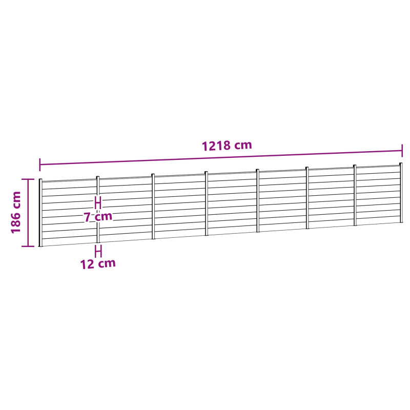 Panel ogrodzeniowy 7 pcs WPC i aluminium brązowy
