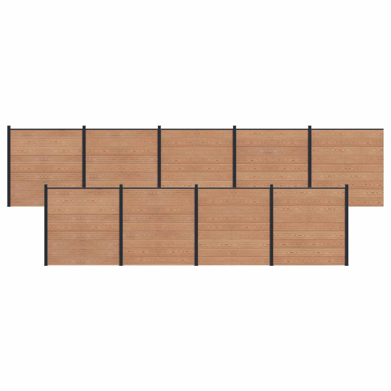 Panel ogrodzeniowy 9 pcs WPC i aluminium brązowy