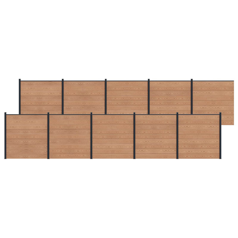 Panel ogrodzeniowy 10 pcs WPC i aluminium brązowy