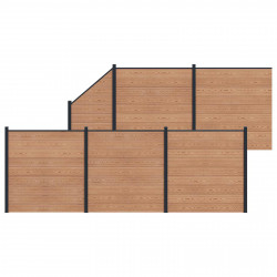 Panel ogrodzeniowy 6 pcs WPC i aluminium brązowy