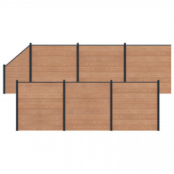 Panel ogrodzeniowy 7 pcs WPC i aluminium brązowy