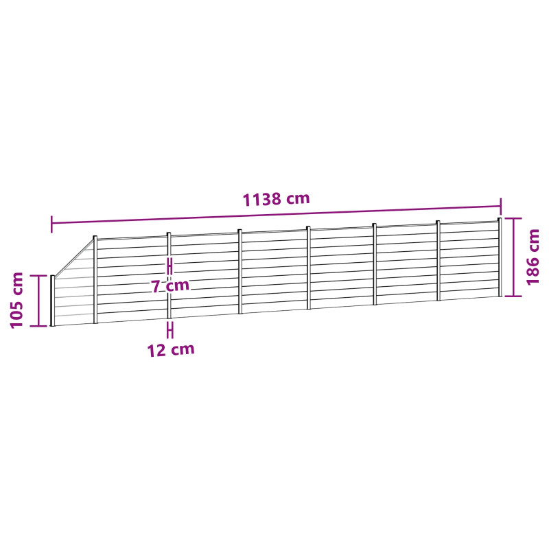 Panel ogrodzeniowy 7 pcs WPC i aluminium brązowy