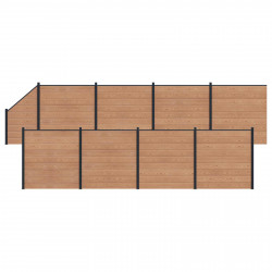 Panel ogrodzeniowy 9 pcs WPC i aluminium brązowy