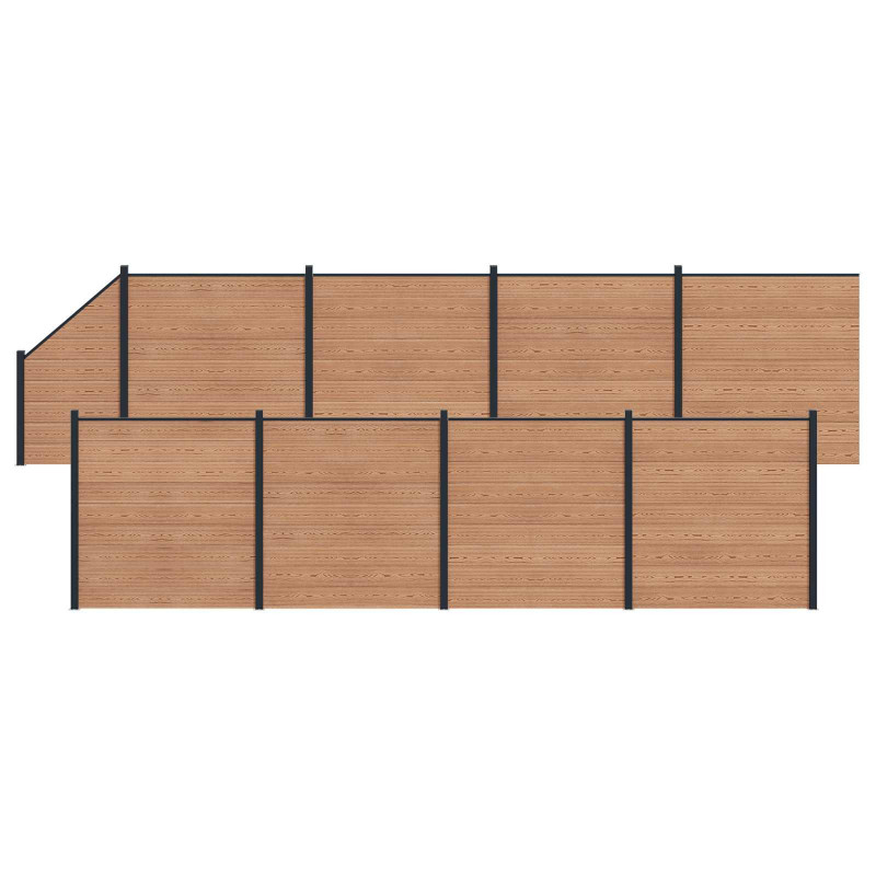 Panel ogrodzeniowy 9 pcs WPC i aluminium brązowy