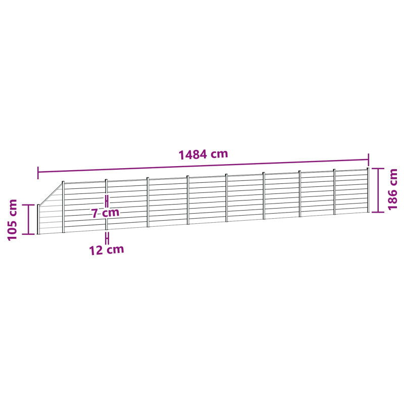 Panel ogrodzeniowy 9 pcs WPC i aluminium brązowy