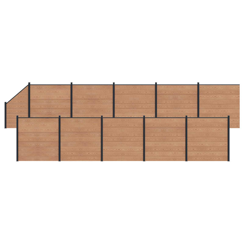 Panel ogrodzeniowy 11 pcs WPC i aluminium brązowy